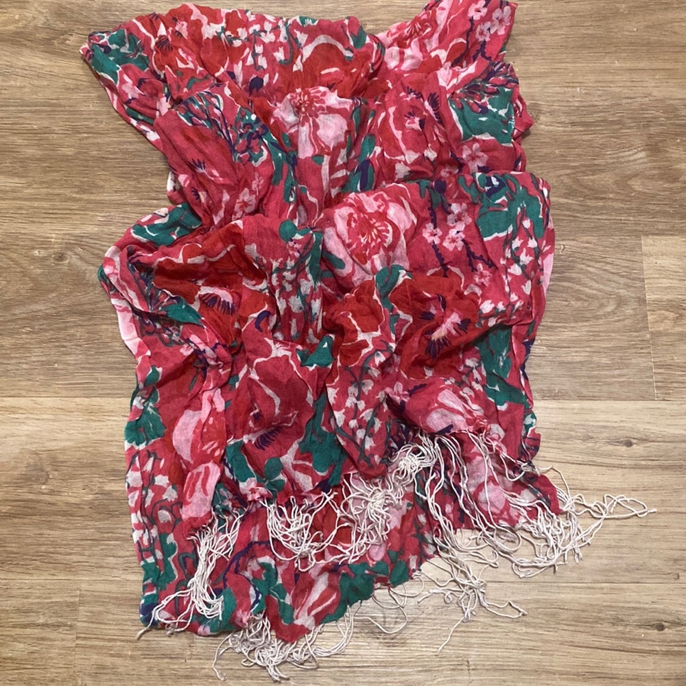 Lilly Pulitzer Pink & Red Floral Printed Scarf